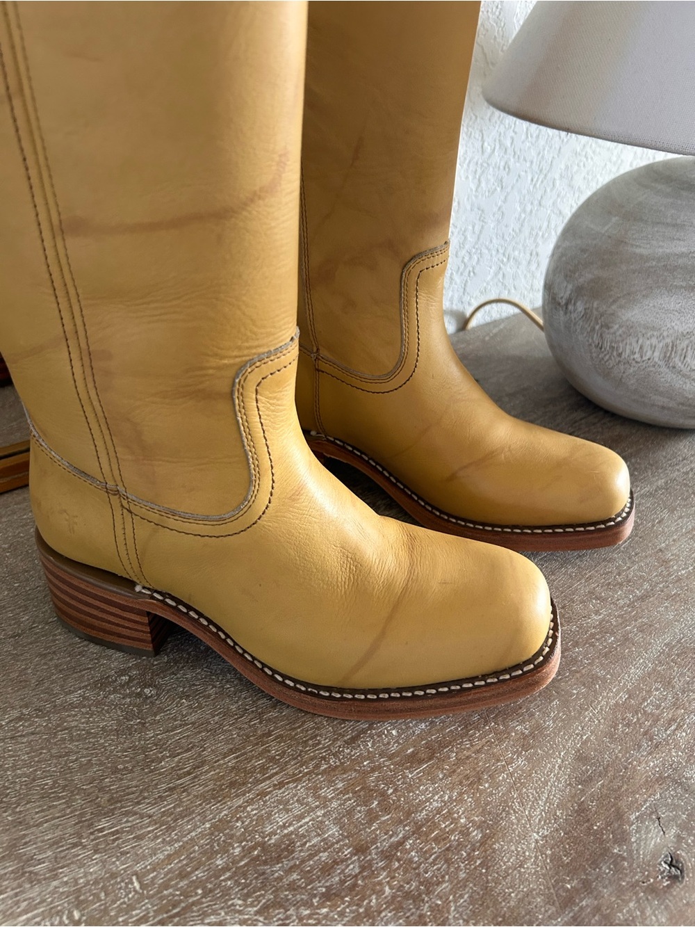 New Frye Campus 14L Boots Banana Yellow - Picture 4 of 9